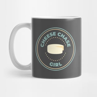 Cheese chase girl logo round Mug